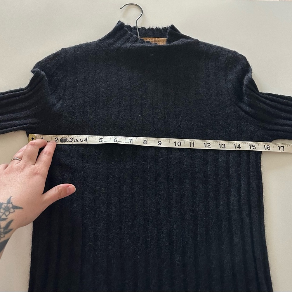 NEW Madewell Alpaca Blend Mock Neck Sweater Ribbed Black Sheer XS - Picture 3 of 7